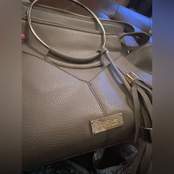 Bebe Leather Metal Handled Handbag Tassel Purse - Picture 2 of 10